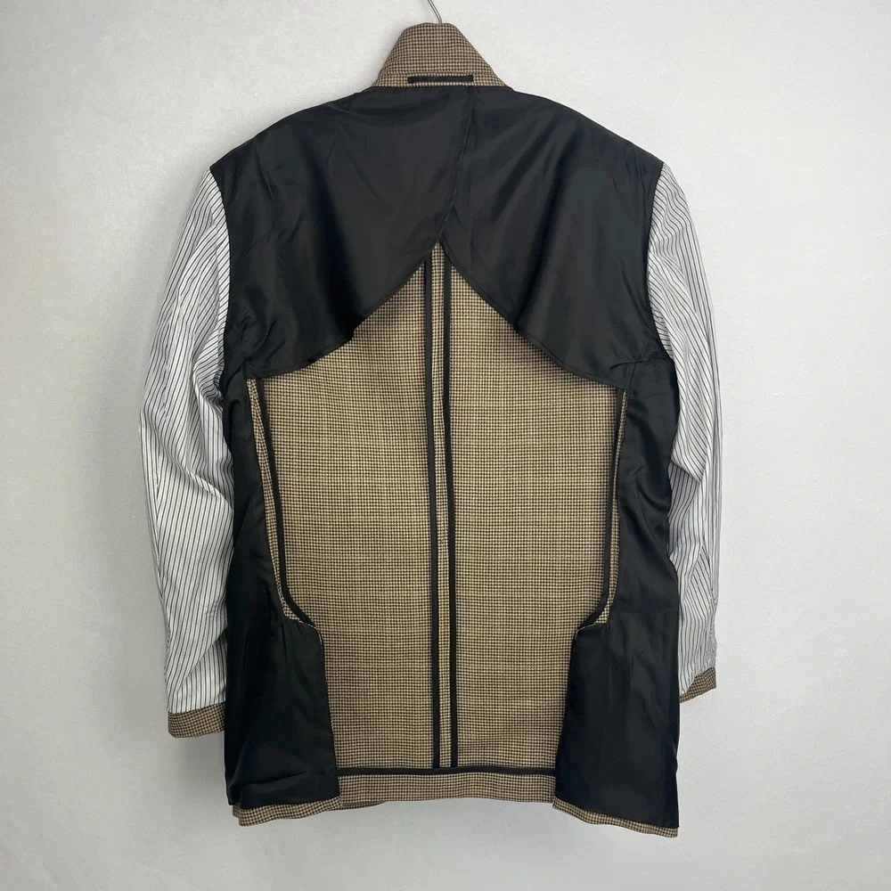 Hugh & Crye Blazer Measured 40S Average/Slim Tan Wool Silk Houndstooth Jacket